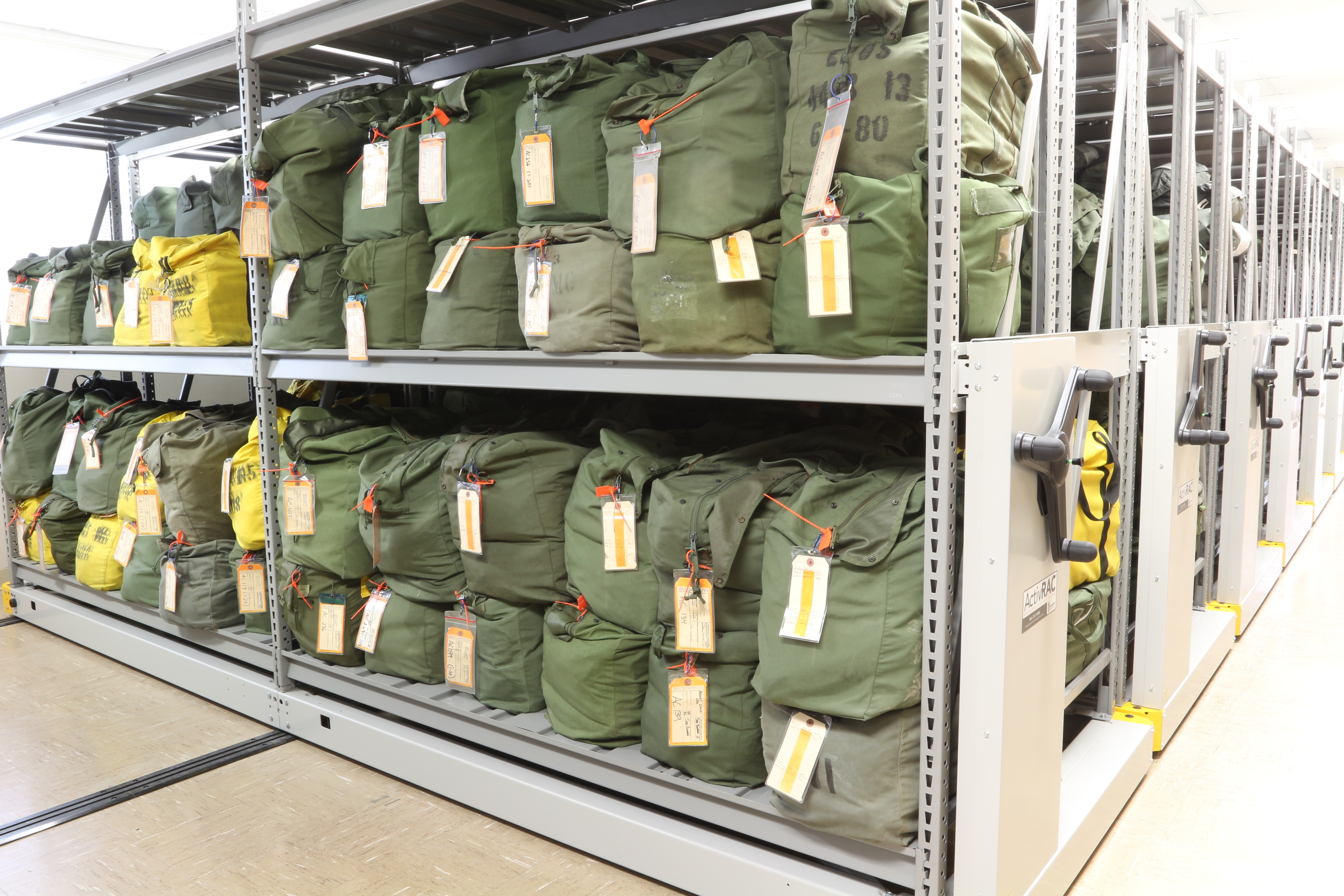 gear bag high-density shelving