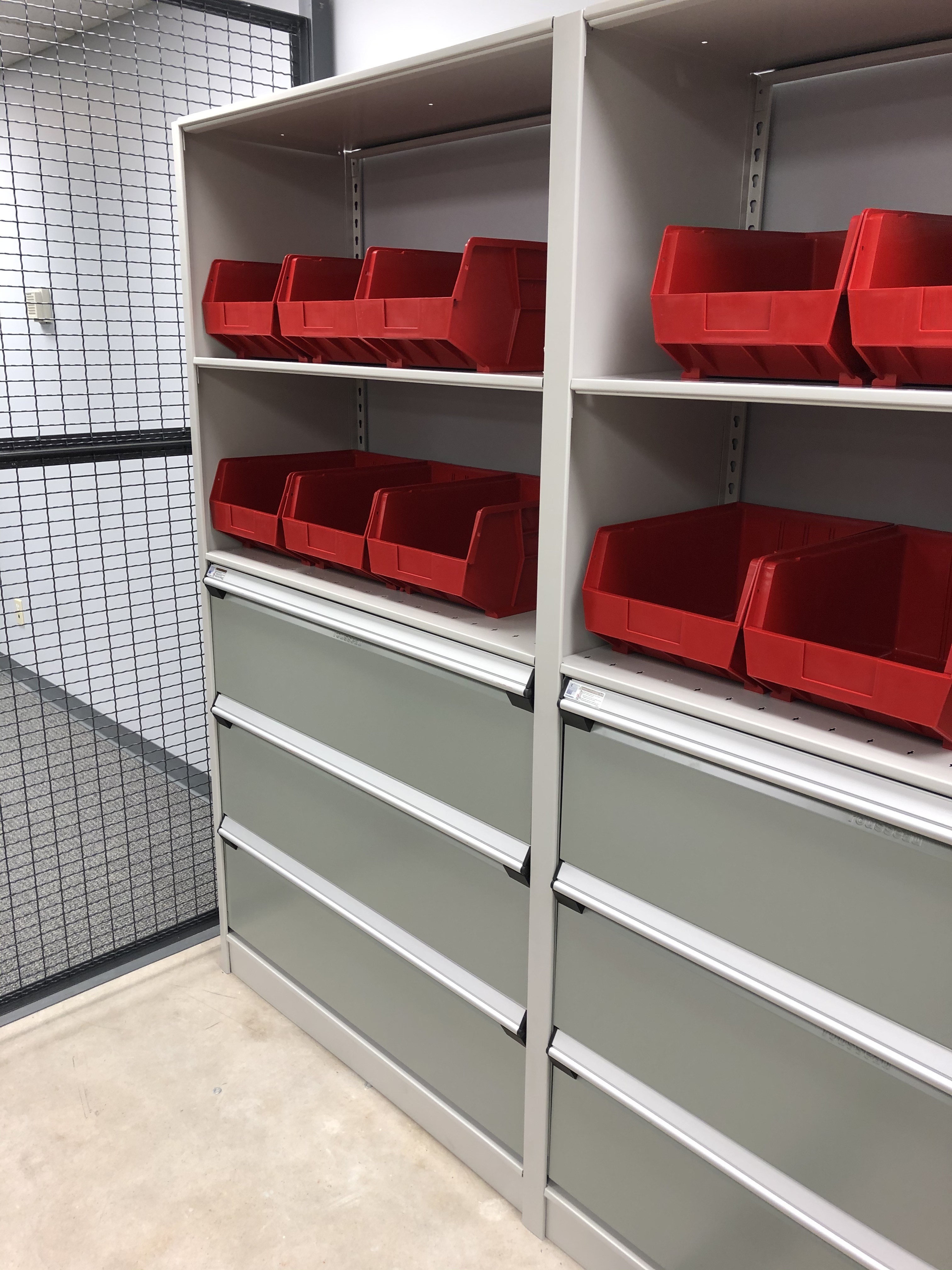 modular drawer storage units with bins