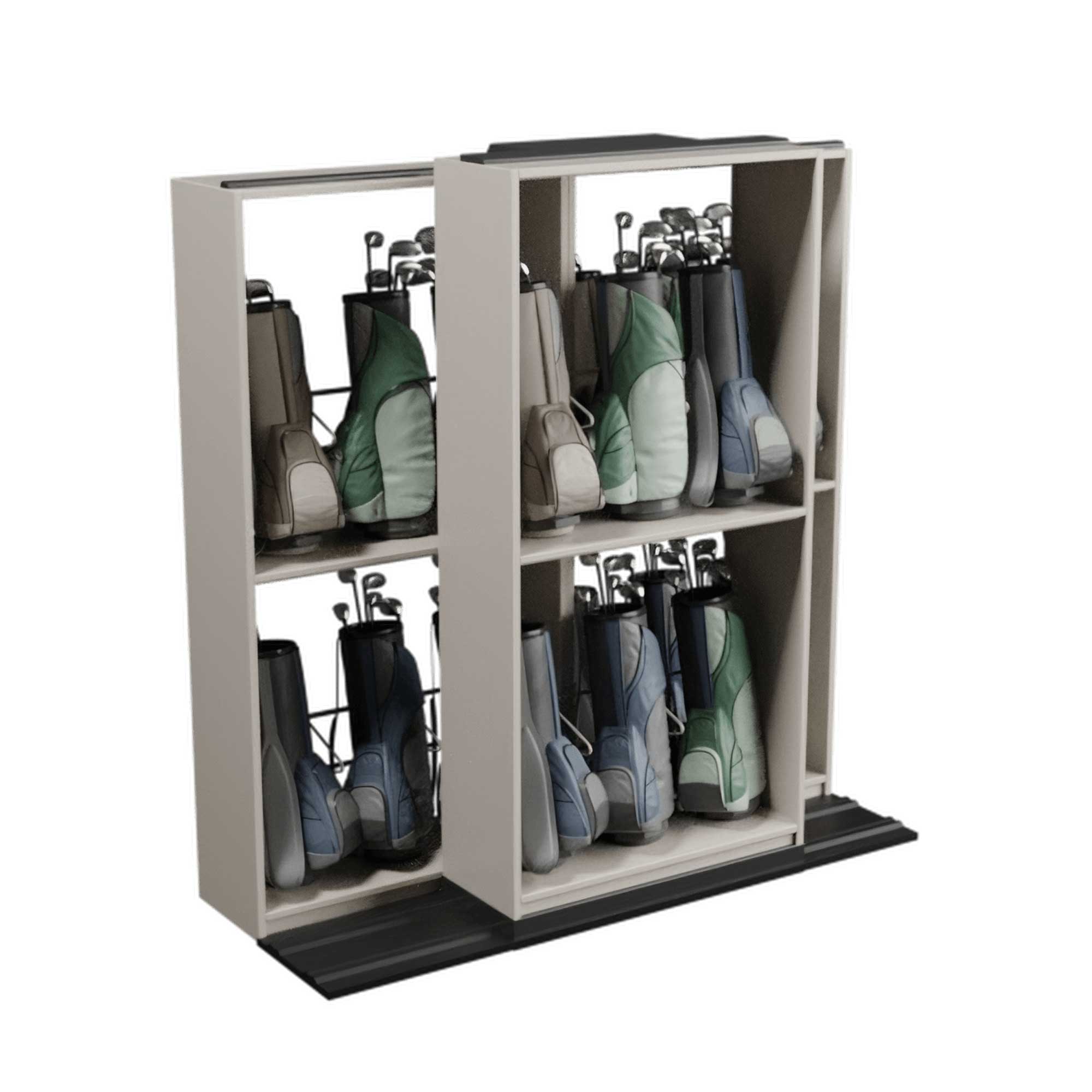 Mobile Shelving for Golf Bag Storage